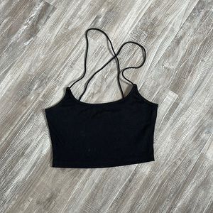 plain black tank with cross cross back